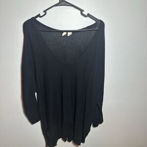 Anthropologie Moth XL Black Cotton Blend Sweater Tunic Top Boho Cottagecore